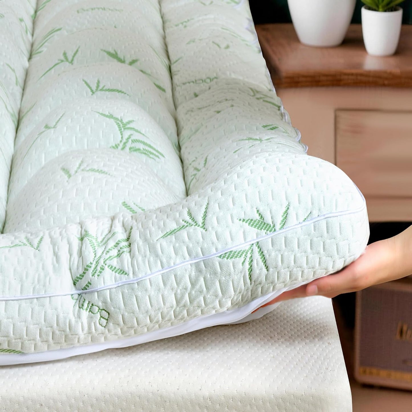 Oeko-TEX Certified King Mattress Topper, 3 Inch Plush Pillow Top Matress Pad for Back Pain Relief, Cooling Mattress Topper with 6"-18" Deep Pocket, Rayon Derived from Bamboo (78"x80")