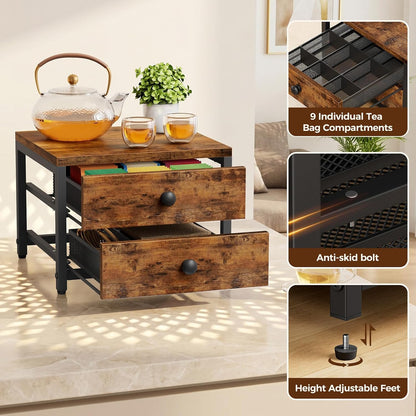 Plaviya Tea Bag Organizer and Storage with 2 Drawers for Countertop