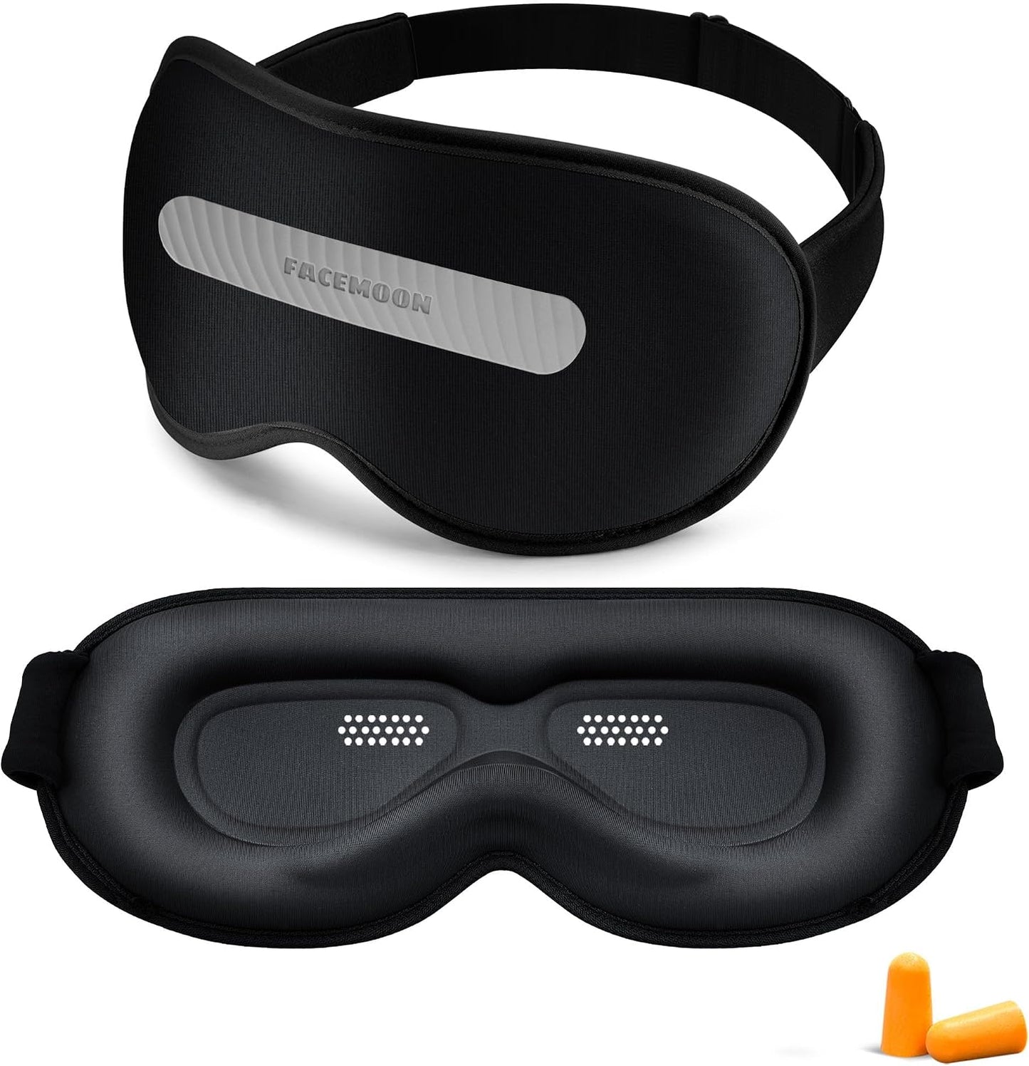 Blackout Weighted Eye Mask for Sleeping: 3D Contoured Gentle-Pressure Sleep Mask for Men & Women - Airplane Travel & Night Shift Essentials, Zero Eye Pressure, Breathable Blindfold, Black