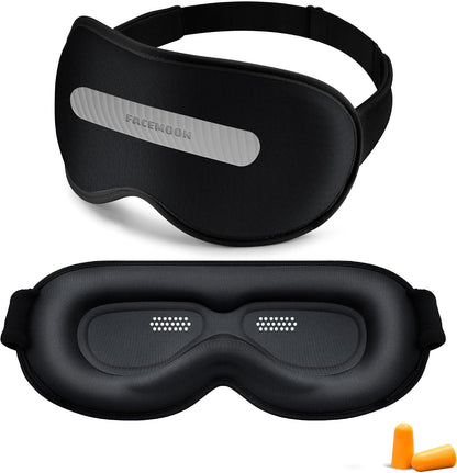 Blackout Weighted Eye Mask for Sleeping: 3D Contoured Gentle-Pressure Sleep Mask for Men & Women - Airplane Travel & Night Shift Essentials, Zero Eye Pressure, Breathable Blindfold, Black
