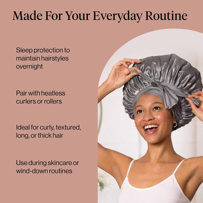 Kitsch XL Satin Bonnet for Sleeping - Softer Than Silk Bonnet For Sleeping Women - Secure Fit, Adjustable, Night Cap For Curly & Textured Hair - Prevents Breakage, Tangles & Thinning - Blush