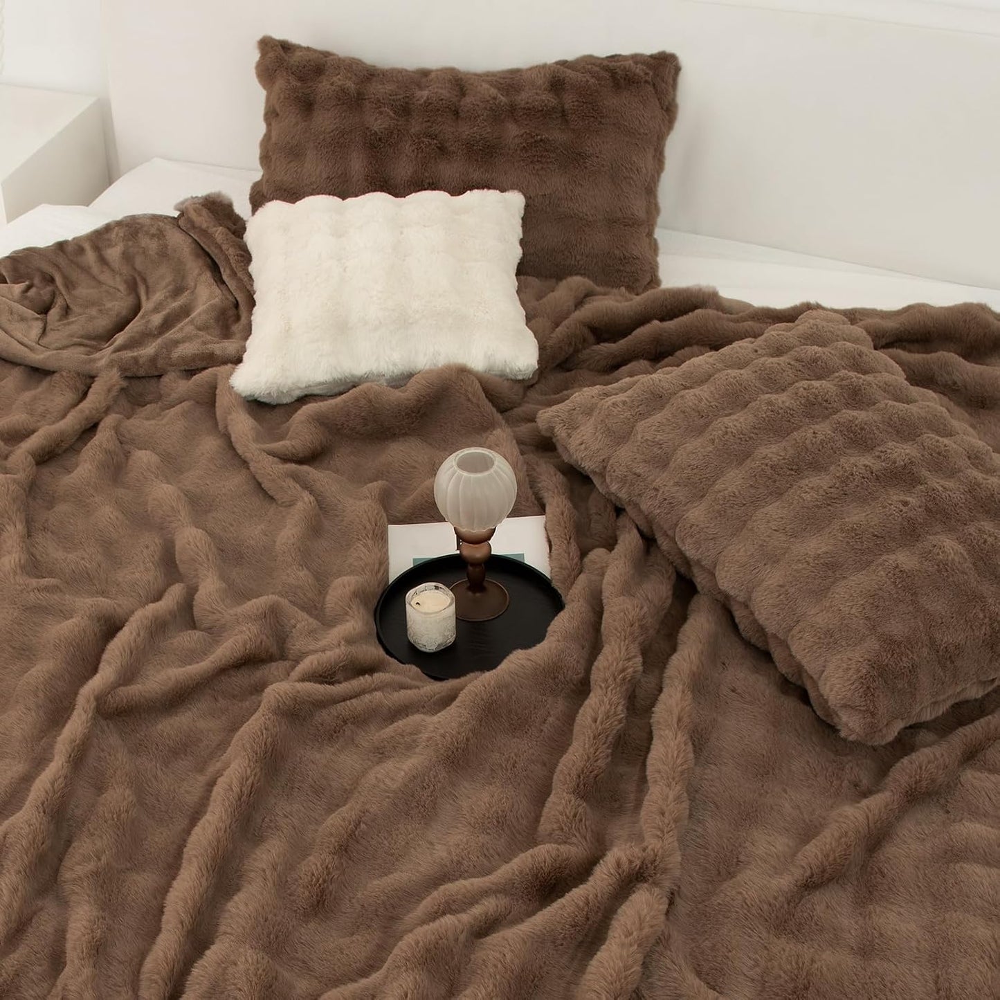Heated Blanket Throw 50" x 60" - Soft Flannel Sherpa Electric Blanket Throw with 5 Heating Levels & 4 Hours Auto Off, Machine Washable, Ideal Gift for Grandma (Purple)