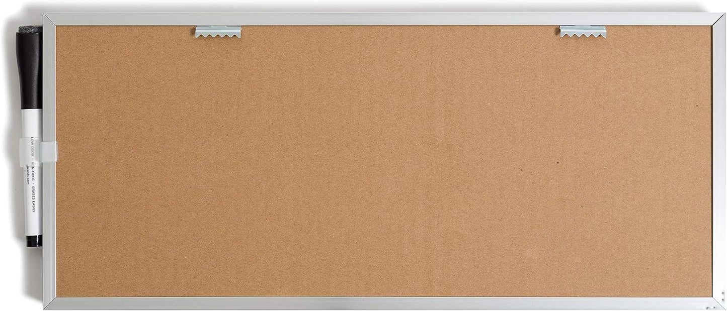 U Brands Dry Erase Weekly Combo Board, 7" x 16-2/3" Inches, Office Supplies, Silver Aluminum Frame, Pack of 1 (4585U03)