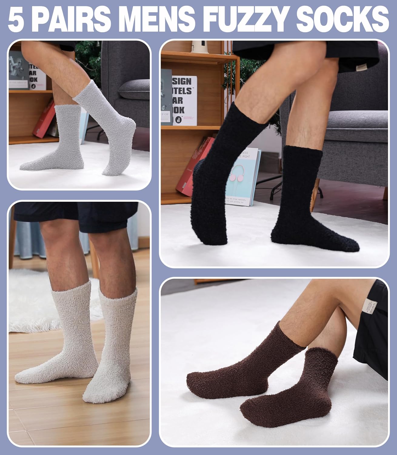 MQELONG Fuzzy Socks for Men & Women Cozy Fluffy Winter Warm Slipper Socks Microfiber Soft Home Sleeping Socks