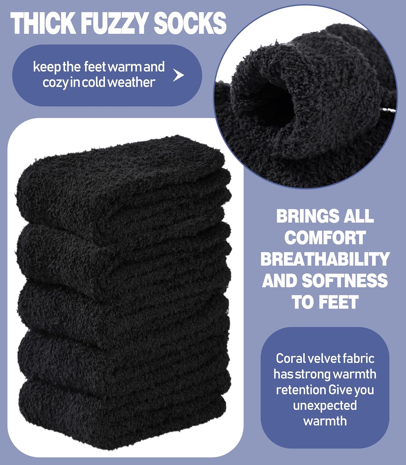 MQELONG Fuzzy Socks for Men & Women Cozy Fluffy Winter Warm Slipper Socks Microfiber Soft Home Sleeping Socks