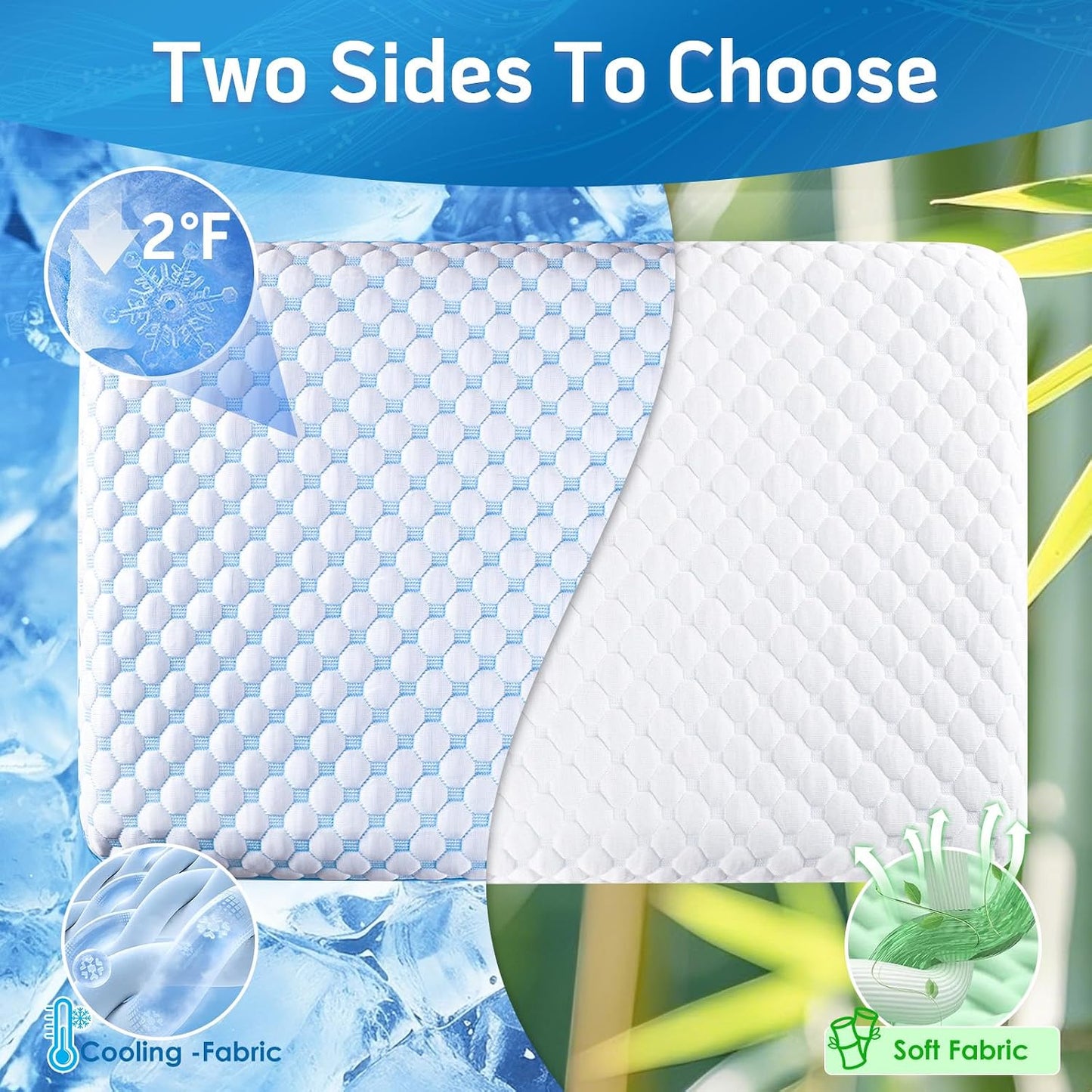 Thin Pillow for Sleeping, Cooling Gel Flat Pillow for Stomach and Back Sleepers, Ultra Slim Stomach Sleeping Pillows for Shoulder Neck Pain Relief, Low Profile Memory Foam Pillows 2.25-inches