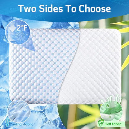 Thin Pillow for Sleeping, Cooling Gel Flat Pillow for Stomach and Back Sleepers, Ultra Slim Stomach Sleeping Pillows for Shoulder Neck Pain Relief, Low Profile Memory Foam Pillows 2.25-inches