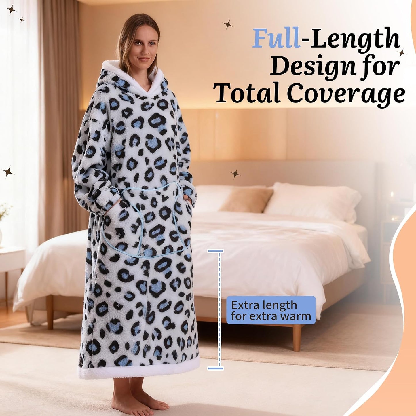Capecage Blanket Hoodie, Long Hooded Blanket Sweatshirt as Birthday Gifts for Women Men, Long Wearable Blanket for Women Men.