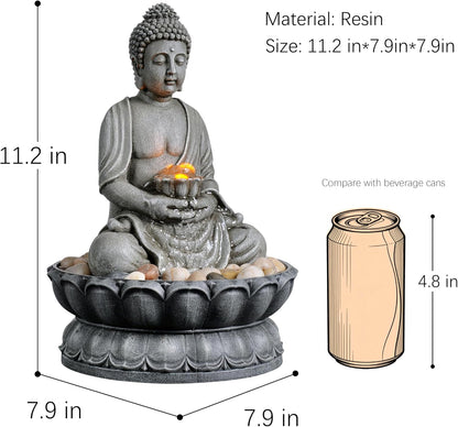 GOSSI Indoor Water Fountain Stump Rain Drop Meditation Desk Fountain Artistic Relaxation Waterfall for Home and Office Decor (22013)
