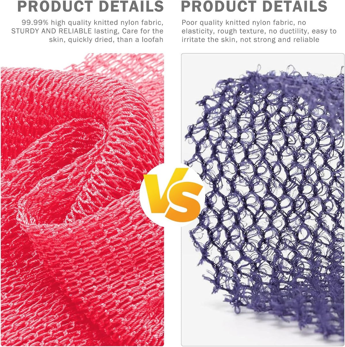 UJFQBH 3 Pack African Net Sponge, African Exfoliating Net Bath Sponge Long Net Bath Sponge Exfoliating Shower Body Scrubber Back Scrubber Skin Smoother,Great for Daily Use (Pink,Yellow,Purple) - Colors B