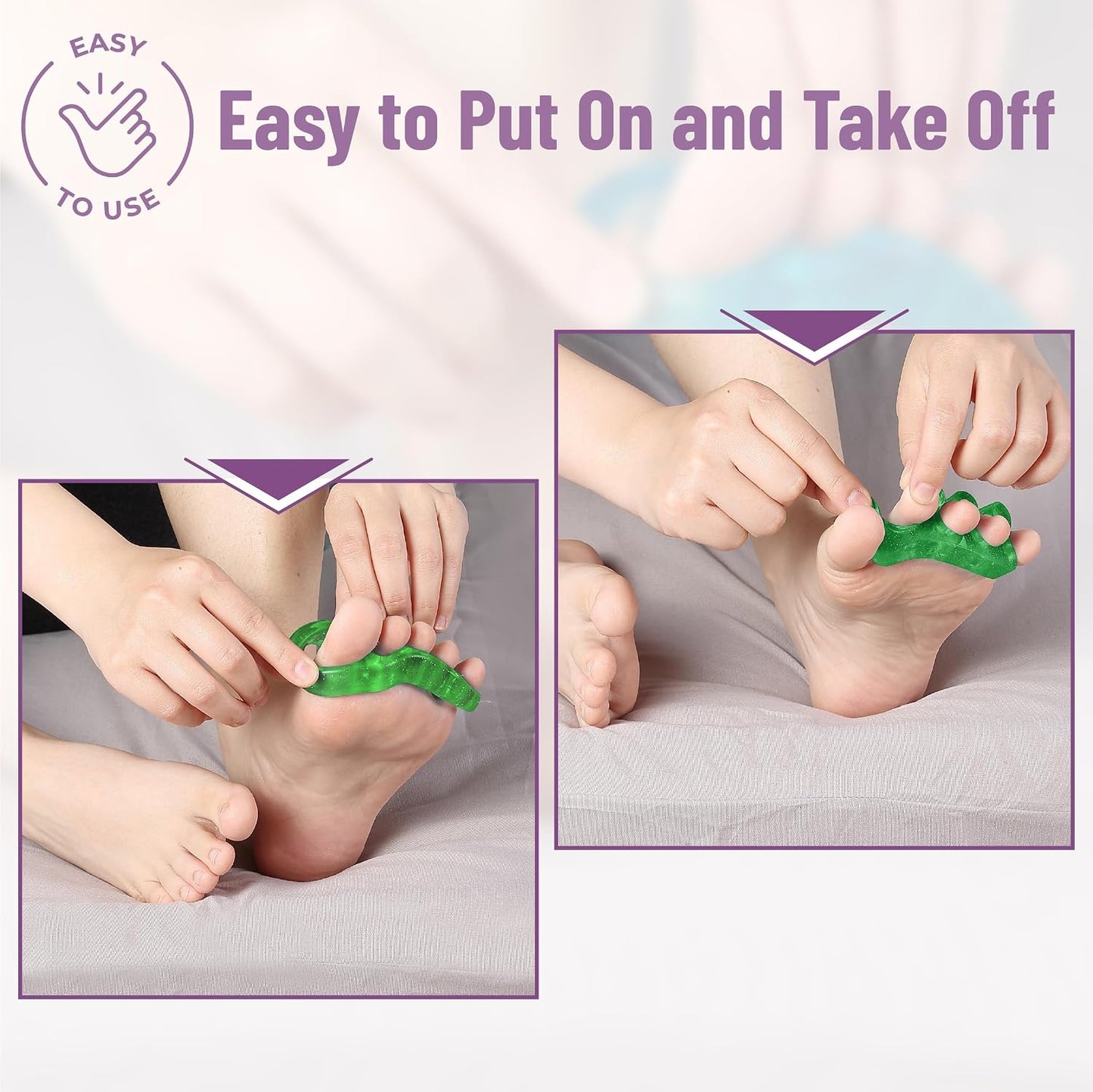 DR. JK- ToePal Gel Toe Separator, 2 Pairs, Toe Spacers, Toe Straightener, Hammer Toe Straightener, Toe Spreader, Toe Stretcher, Toe Corrector for Women and Men, Bunion Corrector