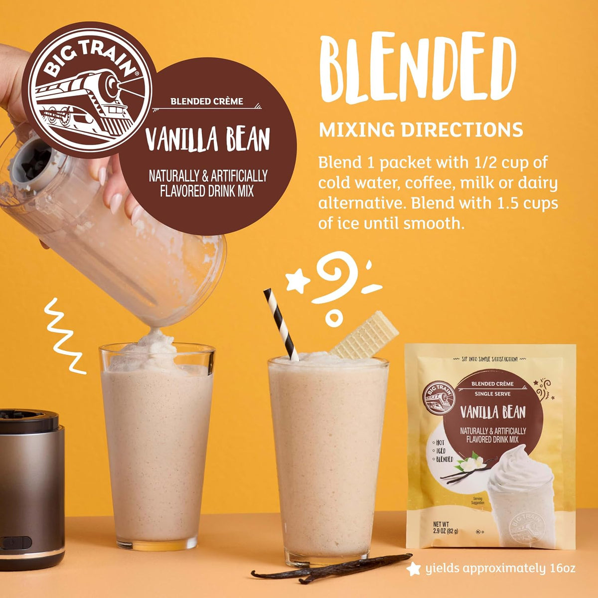 Big Train Spiced Chai Tea Latte Beverage Mix, 2.9 oz Packets (Pack of 12)
