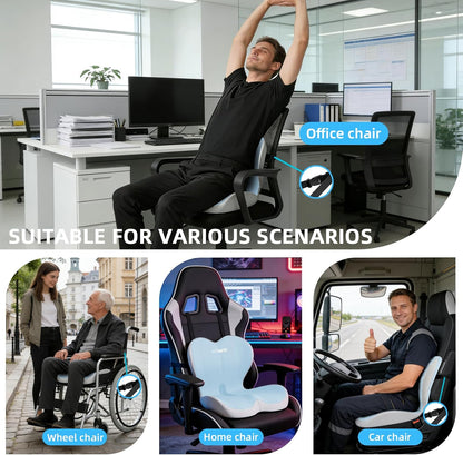 2026 Upgraded Orthopedic Memory Foam Seat Cushion with Adjustable Strap, Coccyx & Sciatica Pain Relief, Washable Non-Slip, Ergonomic Support for Office Chair, Car & Wheelchair (Dark Grey)