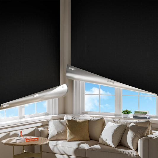Portable Blackout Curtains for Bedroom, Easy Install No Drill Blackout Shades&Blinds for Indoor Windows with Upgraded Hook&Loop Tapes,100% Black Out Window Cover for Nursery/Travel/Dorm (42"x60"Black) - Colors A