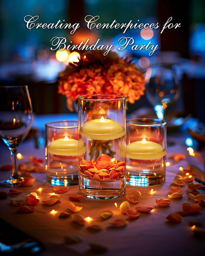 Homemory 24 Pack 3” Flameless Led Floating Candles, 200 Hour White Battery Operate Waterproof Tealights for Cylinder Vases, Centerpieces at Wedding Decor, Party, Pool