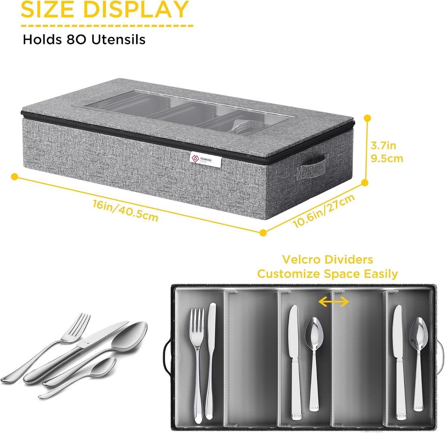 YearningHome Cup and Mug Storage Box with Hard Shell and Dividers for Coffee Mugs,Tea Cups and Glasses,Stackable Storage Organizers with Lid,Handles,Zips and Label for Moving,Holds 12,2 Pack, Grey