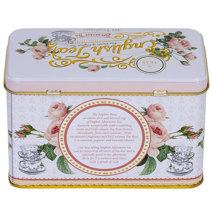 New English Teas Floral Tea Tin with 40 English Black Tea Bags - Rose