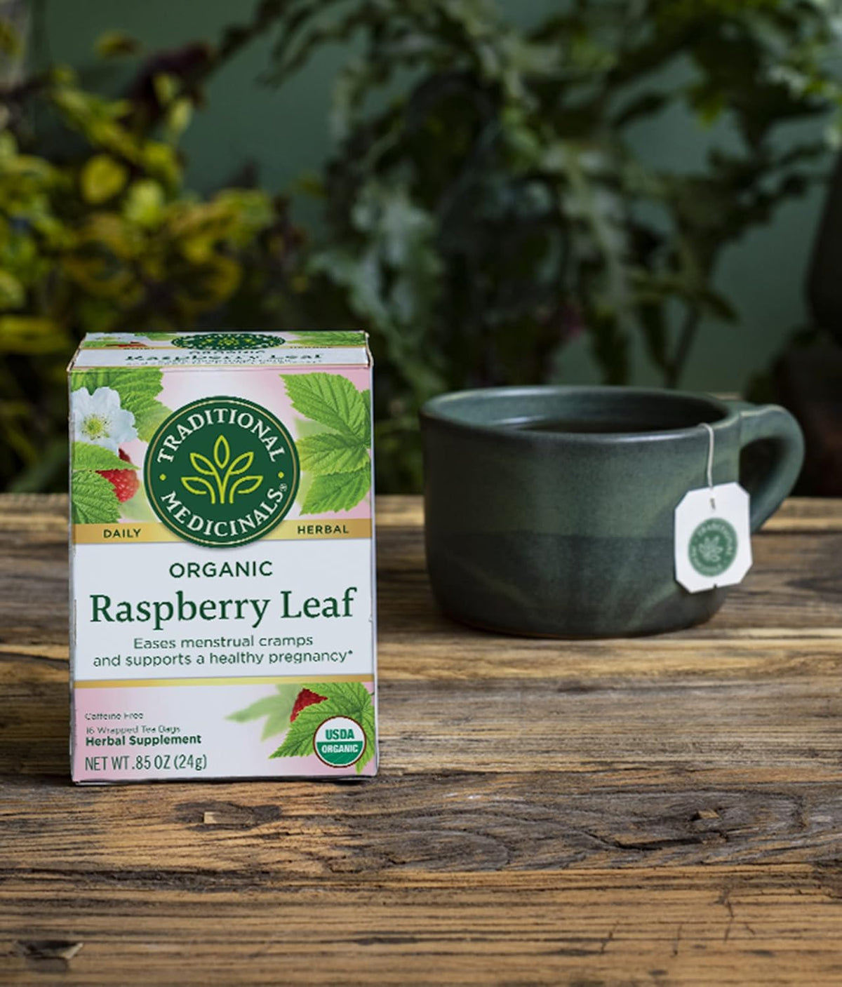 Traditional Medicinals Organic Raspberry Leaf Herbal Tea, Eases Menstrual Cramps & Supports Healthy Pregnancy, 16 Tea Bags (Pack of 2)