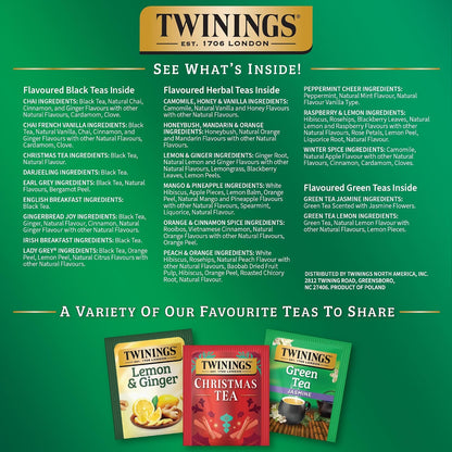 Twinings Tea Advent Calendar Gift Set, 24-Day Holiday Sampler with Black, Green & Herbal Teas, Christmas Countdown Box for Tea Lovers, Brew Joy Together, 48 Count (Pack of 1), 48 Tea Bags