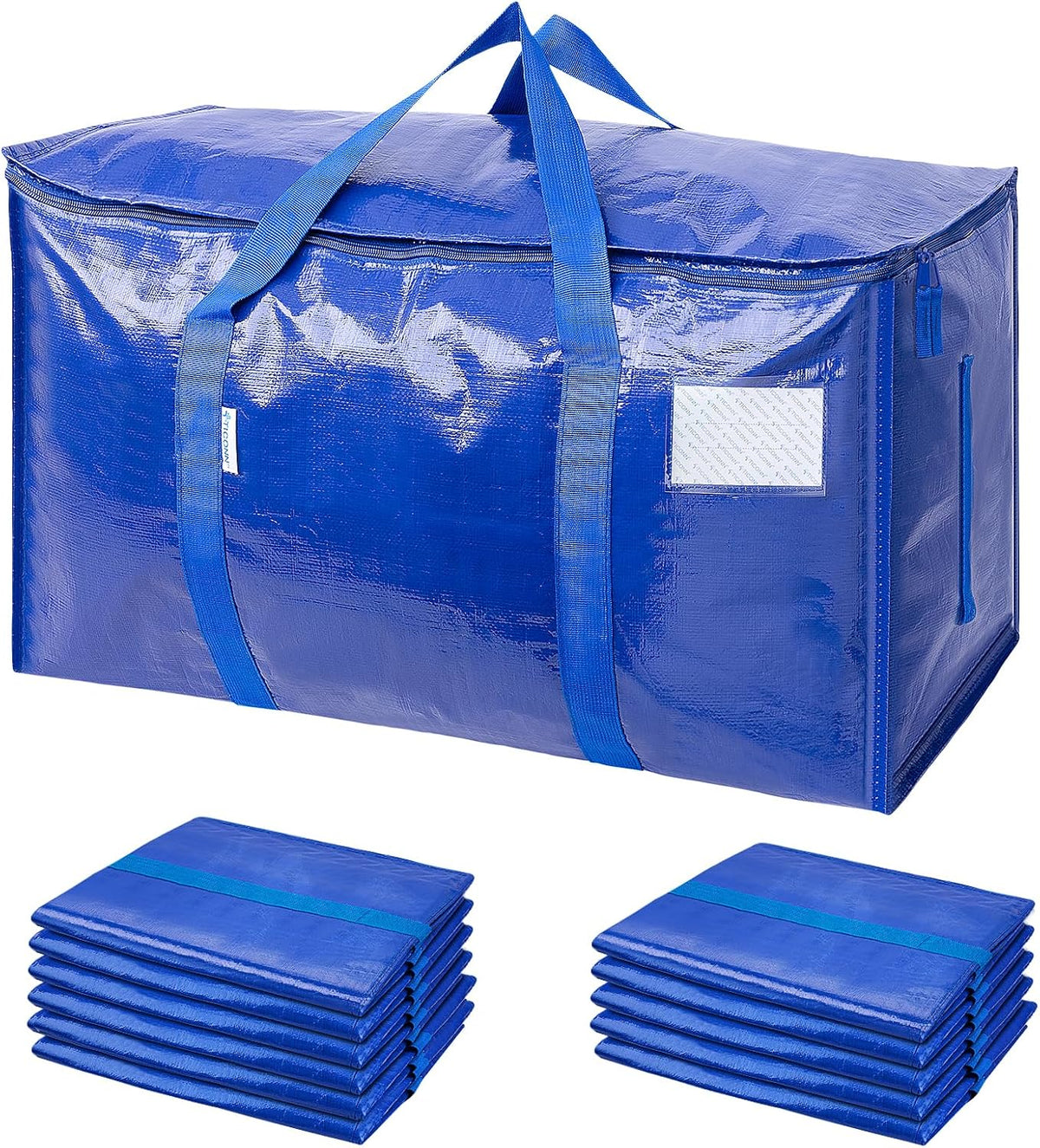 TICONN Extra Large Moving Bags Heavy Duty with Zippers & Carrying Handles, Durable Storage Bags Moving Boxes for Closet Organizers and Storage (Blue)