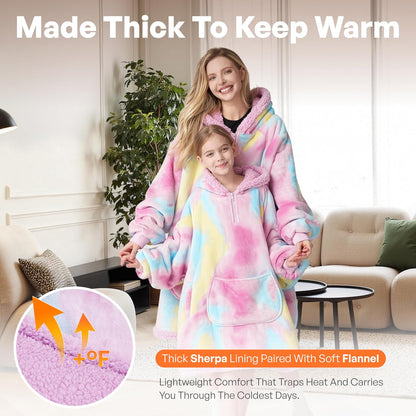 Giggling Getup Wearable Blanket Hoodie for Adults Gifts for Teen Girls Sister Women Sherpa Fleece Printed Hooded Blanket Sweatshirt Warm Cozy with Pocket & Sleeves Beige Cat
