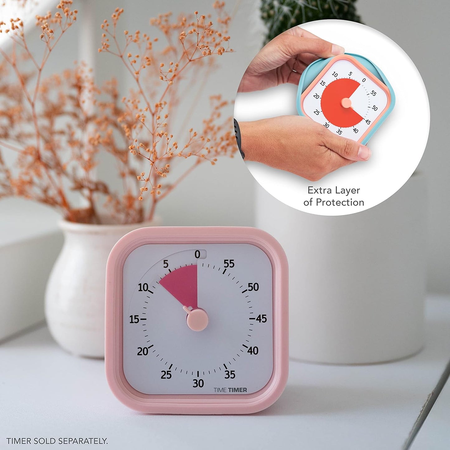 Time Timer MOD 60-Minute Visual Timer, Home Edition, Silent Operation, Study Tool for Homeschool and Office Use (Pale Shale)