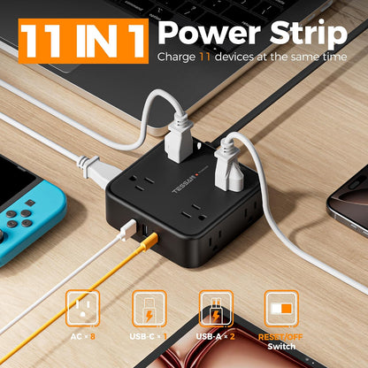 TESSAN Surge Protector Power Strip with 900J Surge Protection, 5 Ft, Grey