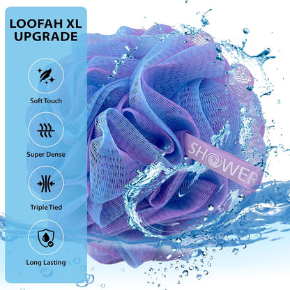 SHOWER BOUQUET Loofah-Charcoal Bath-Sponge XL-Color-4-Pack Extra-Large 75g