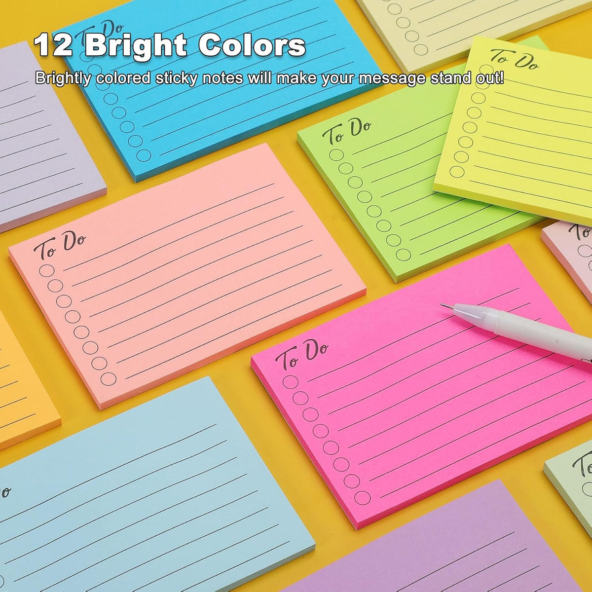 12 Pack to Do List Sticky Notes, 3x4 Inch, Lined Checklist Sticky Pads