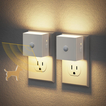JandCase Night Light, Modern Night Lights Plug into Wall,2 Pack Dusk to Dawn Sensor Nightlight, Amber Brightness Adjustable Nightlight for Kids Bathroom Hallway Kitchen Bedroom Decor