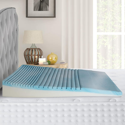 Boyd Sleep Gel Cooling Memory Foam Wedge Pillow – Dual Foam Bed Wedge, 4" Incline, GelLux Ventilation, Acid Reflux & Snoring Relief, 43" x 29" x 6", Supportive Body Pillow for Sleeping