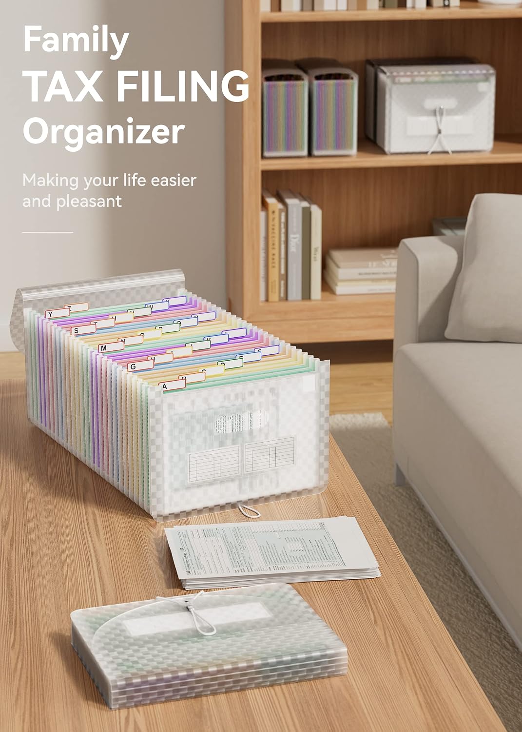 ABC life 26 Pockets Accordion File Organizer, Expanding File Folders