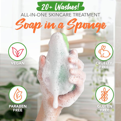 Spongeables Anti Cellulite Body Wash in a 20+ Wash Sponge, Citrus, 3 Count