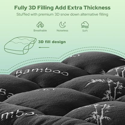 BEDLORE King Mattress Topper Viscose Derived from Bamboo, Thick Pillow Top Mattress Pad with Stretchable Pockets for 6"-18" Mattress, Soft Breathable Mattress Topper for Back Pain Relief(Dark Gray)