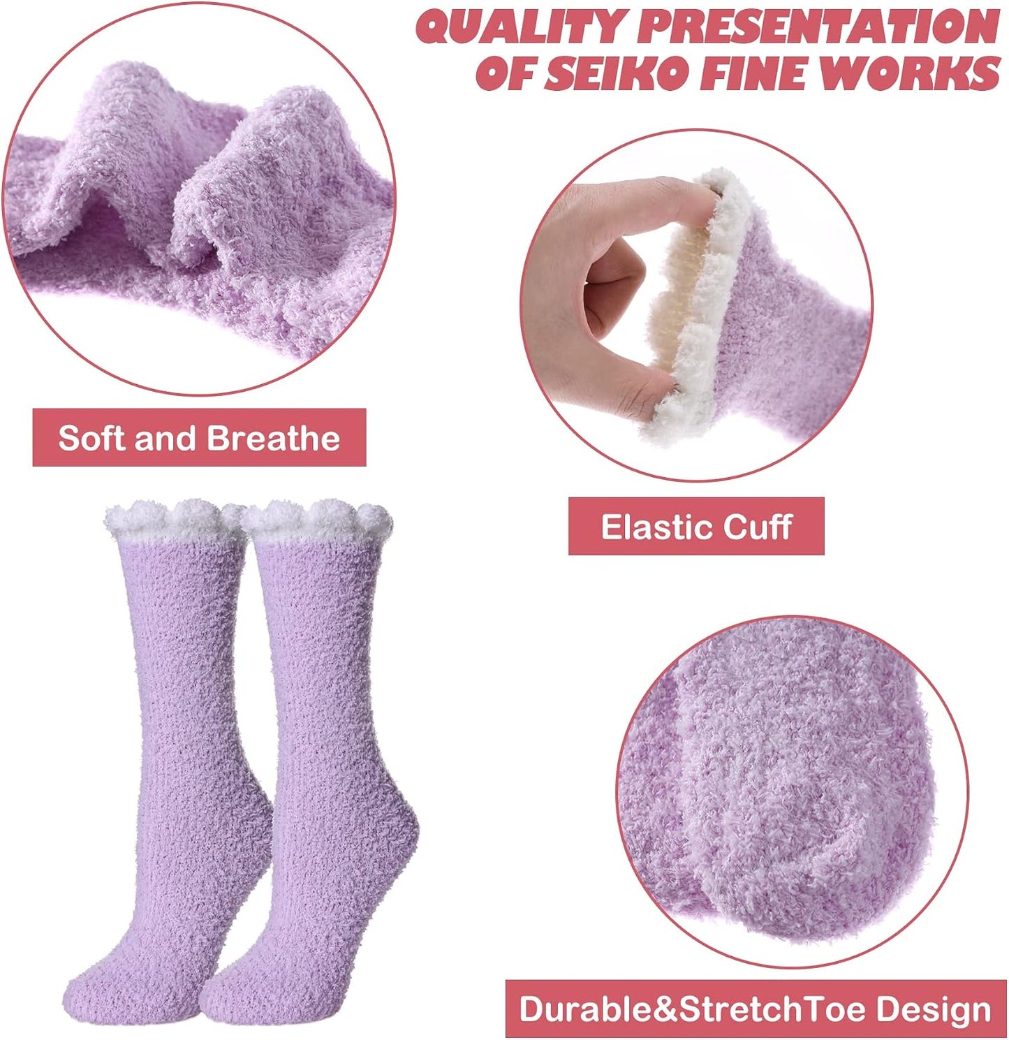 LINEMIN Womens Fuzzy Socks Cozy Fluffy Winter Warm Slipper Socks Microfiber Soft Home Sleeping Socks