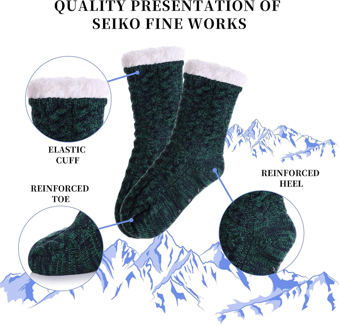 SDBING Women's Winter Super Soft Warm Cozy Fleece Lined Fuzzy Slipper Socks with Grippers