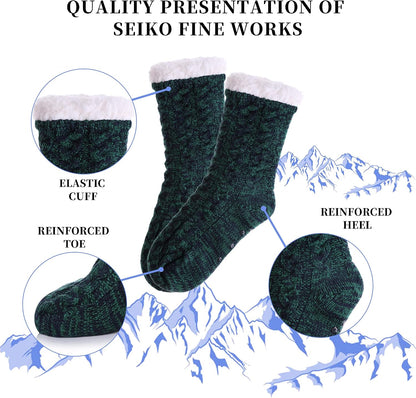 SDBING Women's Winter Super Soft Warm Cozy Fleece Lined Fuzzy Slipper Socks with Grippers