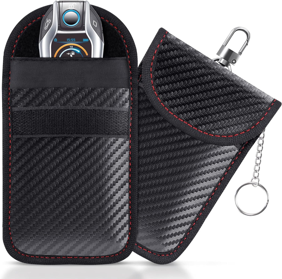 Faraday Pouch for Car Keys, Faraday Bag, Car RFID Signal Blocking Holder, Key Fob Protector, Key fob cage Block Signal Anti-Theft Fob Case (2 Pack)