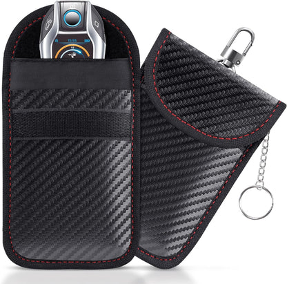 Faraday Pouch for Car Keys, Faraday Bag, Car RFID Signal Blocking Holder, Key Fob Protector, Key fob cage Block Signal Anti-Theft Fob Case (2 Pack)