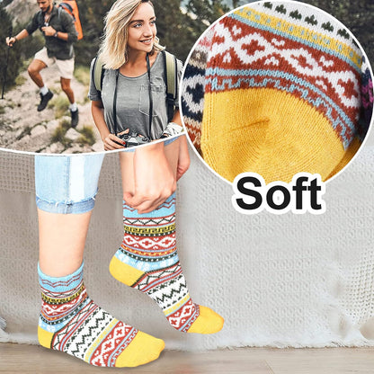 YANGYANG 5 Pairs Winter Warm Thick Crew Knit Socks for Women, Christmas Gifts, Stocking Stuffers