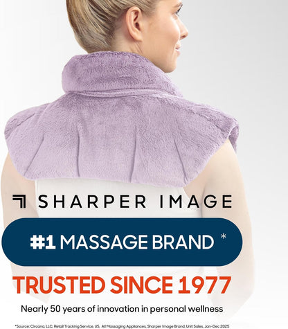 Sharper Image Heated Neck & Shoulder Wrap - Microwavable Warm & Cooling Plush Pad, Scented Aromatherapy (100% Natural Lavender & Herb Spa Blend), Pain Tension Headache Relief Therapy, Gift for Women