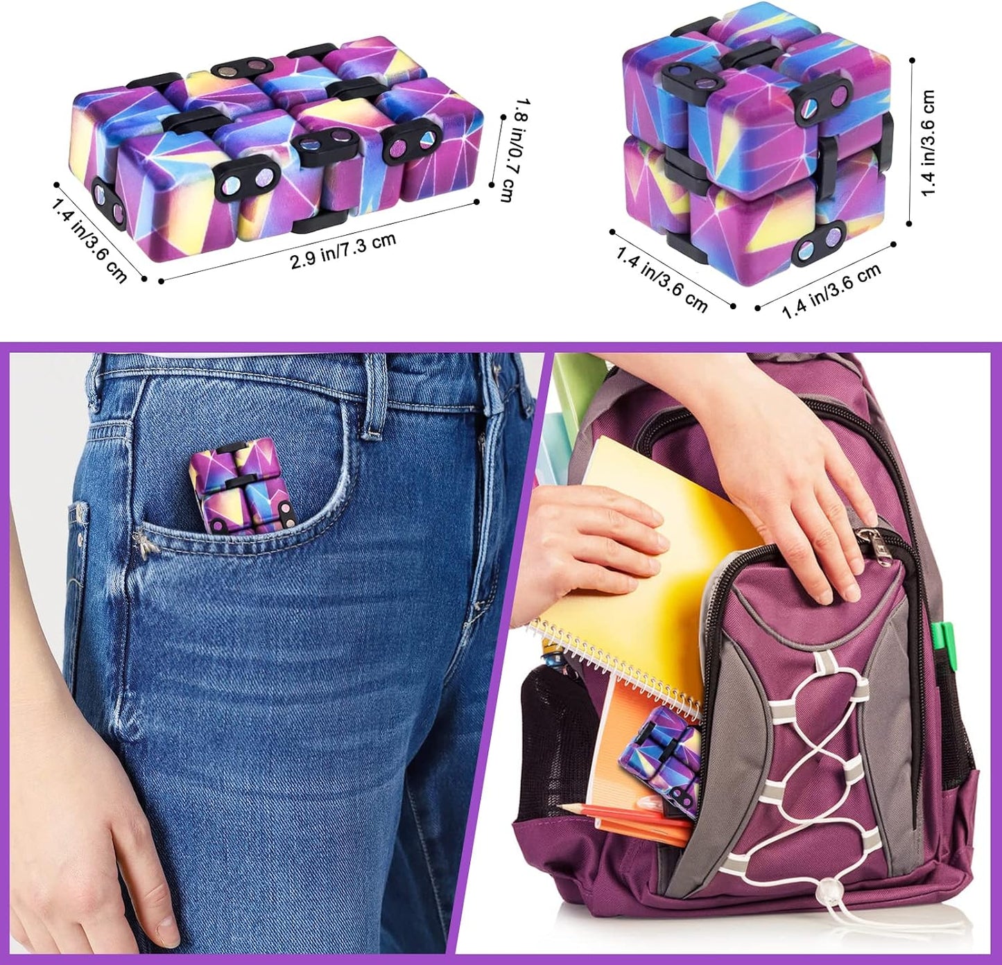 Infinity Cube Fidget Toy Stress Relieving Fidgeting Game for Kids and Adults,Cute Mini Unique Gadget for Anxiety Relief and Kill Time (Macaron Blue)