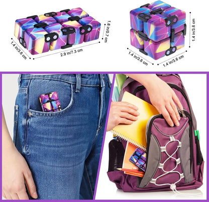 Infinity Cube Fidget Toy Stress Relieving Fidgeting Game for Kids and Adults,Cute Mini Unique Gadget for Anxiety Relief and Kill Time (Macaron Blue)
