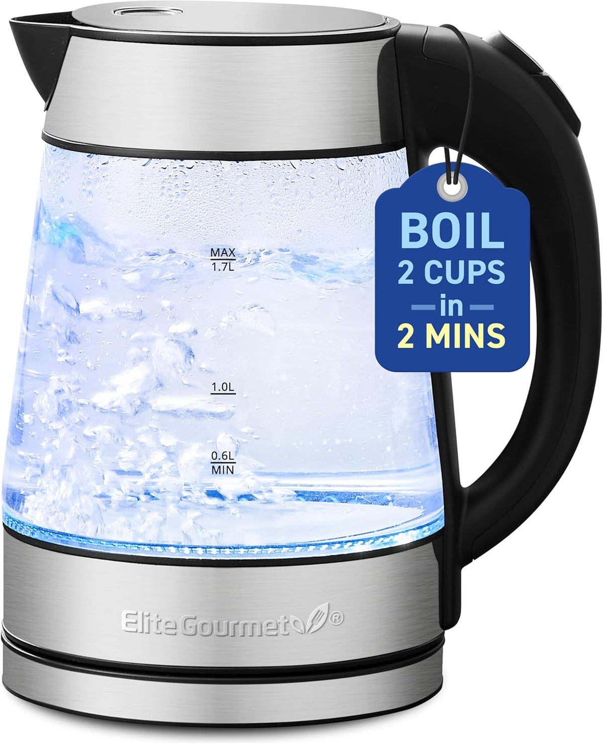 Elite Gourmet EKT5051 1.7L Electric Water Kettle, BPA-Free Fast Boil, Black