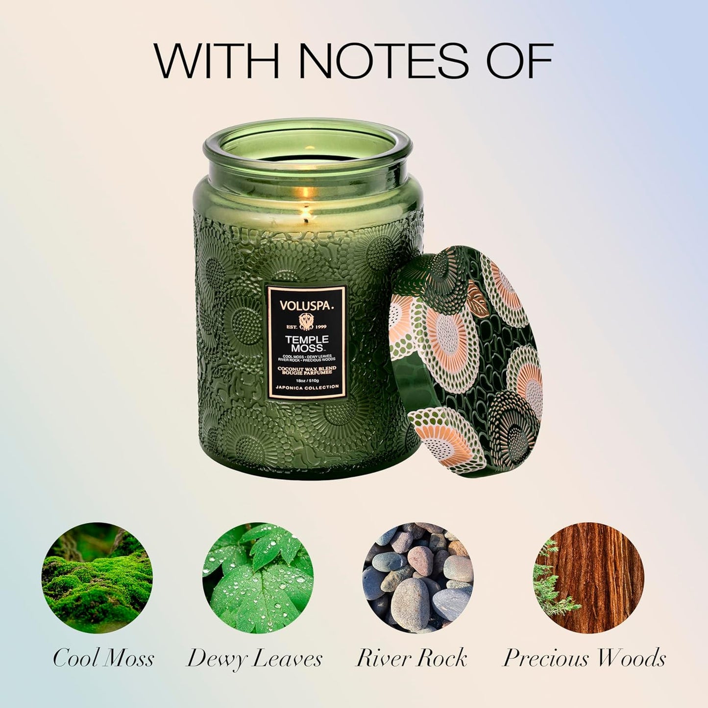 Voluspa Baltic Amber Candle, 18 oz, Coconut Wax Blend, Scented Candles for Home, 100 Hour Burn Time, Candle Jar