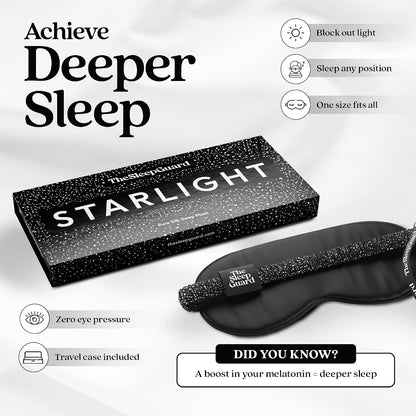 TheSleepGuard Pure Silk Sleep Mask [100% 6A Mulberry Silk, 22 Momme] Light Blocking Travel Essentials. Eye Masks for Sleeping. Black Oeko-Tex Blindfold. Eye Covers for Men & Women