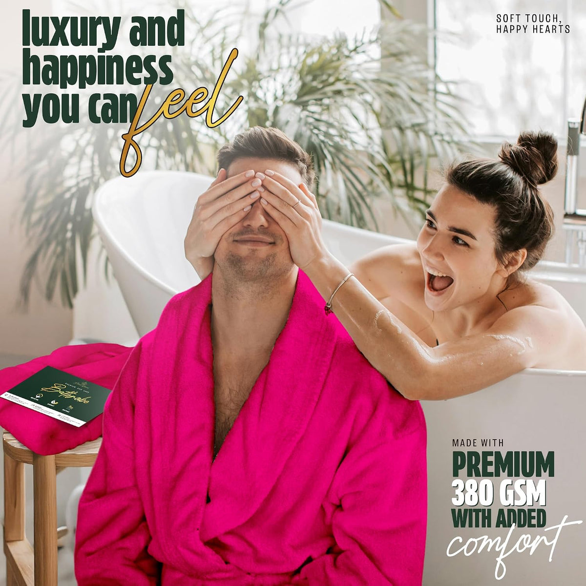 Pearl Linens Cotton Terry Shawl Collar Bathrobe - Soft, Lightweight & Absorbent Unisex Spa Robe for Women & Men - 1 Piece