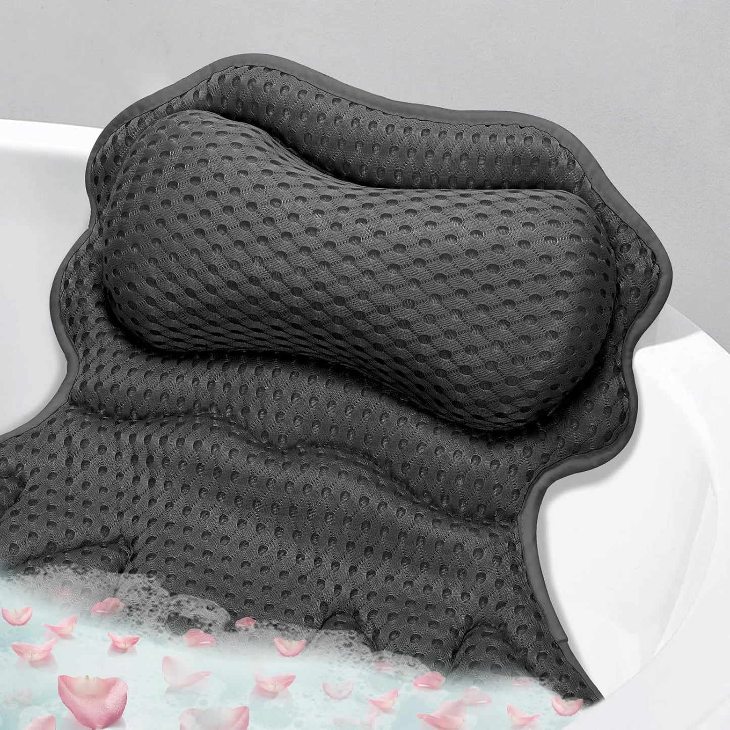 SetSail Bath Pillow, Relaxing Bath Pillows for Tub Neck and Back Support Soft 4D Breathable Air Mesh Ergonomic Bathtub Pillow with 6 Strong Suction Cups and Hook Luxury Bathroom Accessories,White