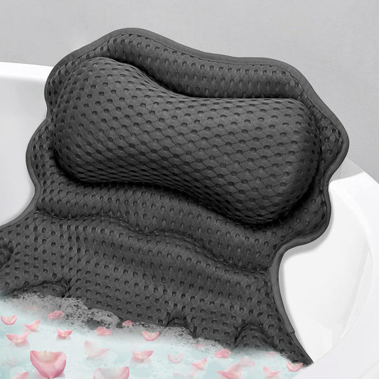 SetSail Bath Pillow, Relaxing Bath Pillows for Tub Neck and Back Support Soft 4D Breathable Air Mesh Ergonomic Bathtub Pillow with 6 Strong Suction Cups and Hook Luxury Bathroom Accessories,White