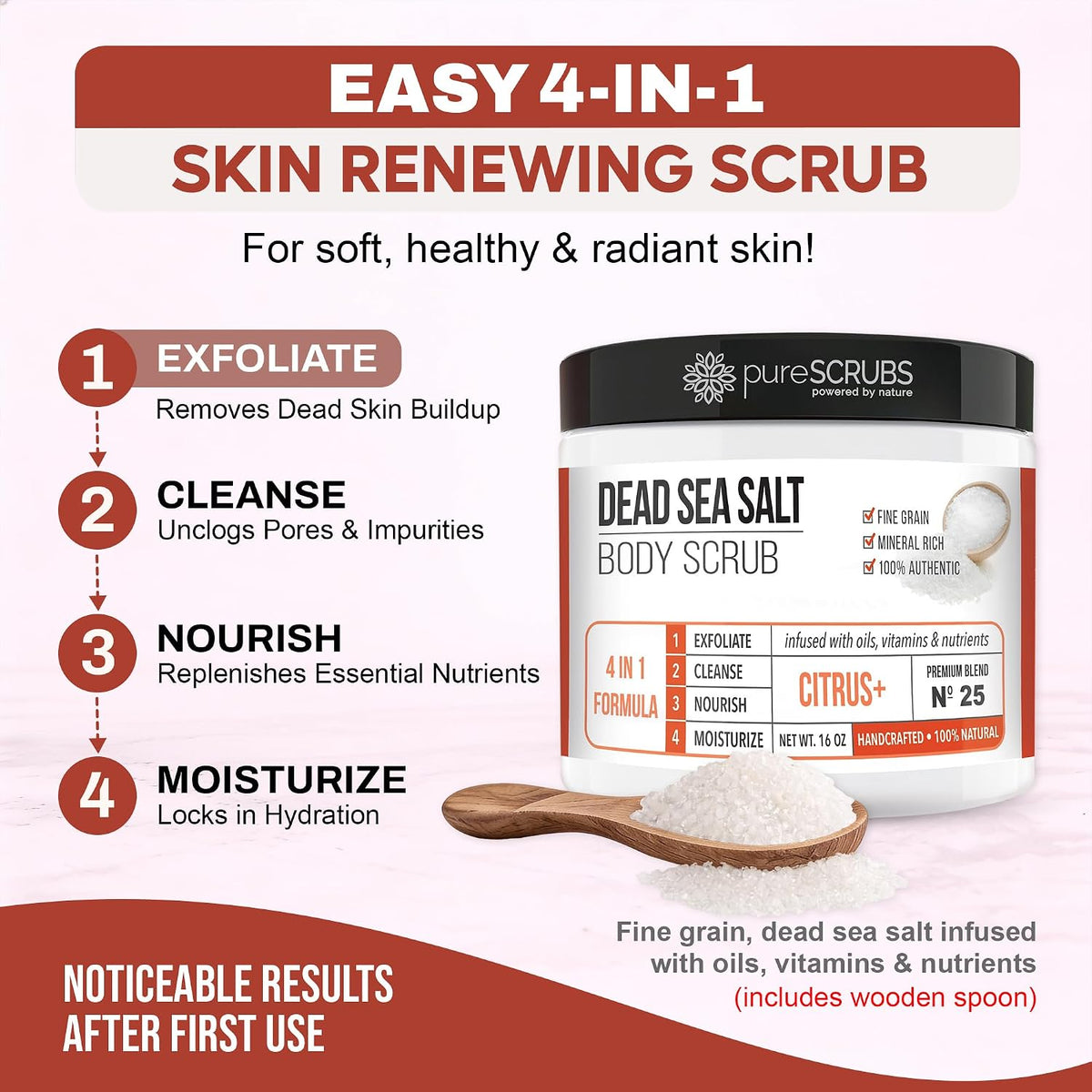 pureSCRUBS Premium Cucumber Body Scrub Set, Exfoliating Dead Sea Salt Scrub